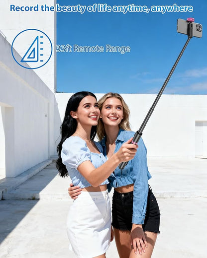 67" Selfie Stick Tripod, All in One Phone Tripod with Wireless Remote, Extendable Compact Tripods Portable Travel Stand for iPhone Android Selfie/Video Recording/Live Stream/Vlog