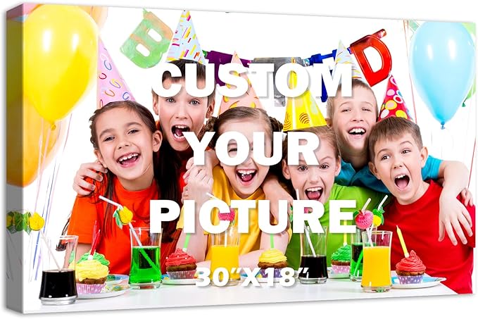 YYYYHPP Canvas Prints with Your Photos, Personalized Photo to Canvas Wall Art,Canvas Printing for Wedding, Family, Baby, Pets, Home Office Decor, Wrapped Frame 30"x18"