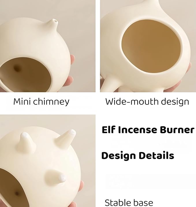 Handmade Ceramic Palo Santo Holder Burner & Sage Holder - Mini Tabletop Chiminea Burner Tray with Ash Catcher, Decorative Incense Holder for Spiritual Meditation & Yoga