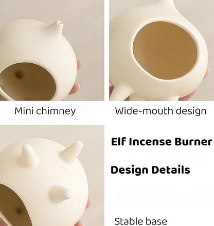Handmade Ceramic Palo Santo Holder Burner & Sage Holder - Mini Tabletop Chiminea Burner Tray with Ash Catcher, Decorative Incense Holder for Spiritual Meditation & Yoga