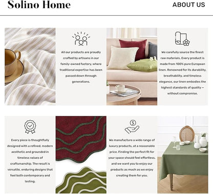 Solino Home Linen Placemats Set of 4 - Classic Hemstitch Beige Placemats 14 x 19 Inch - 100% Pure Linen Table Mats for New Year