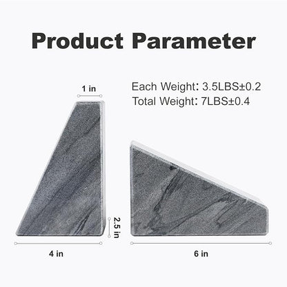 Marble Bookends for Heavy Books, Decorative Book Ends for Shelves, Unique and Heavy-Duty Book Ends for Hardback Book & CDS, Stone Book Stopper, Modern Book Holder, Monte Grigi, Set of 2