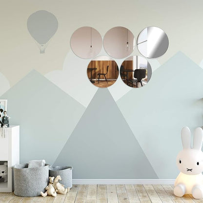 Aneco 6 Pack Acrylic Round Mirrors Non Glass Round Mirror Plate Removable Acrylic Mirror Stickers Mirror Plate for Home Wall Decor or Wedding Table Centerpiece, 10 Inches (Thickness 2 mm)