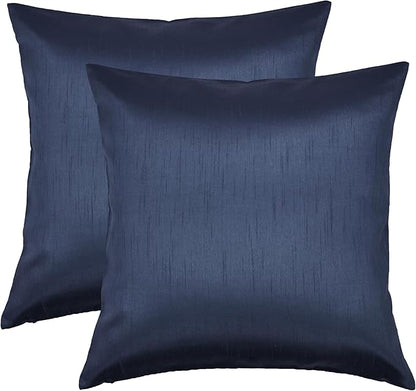 Aiking Home 24x24 Inches Faux Silk Square European Shams, Zipper Closure, Navy (Set of 2)