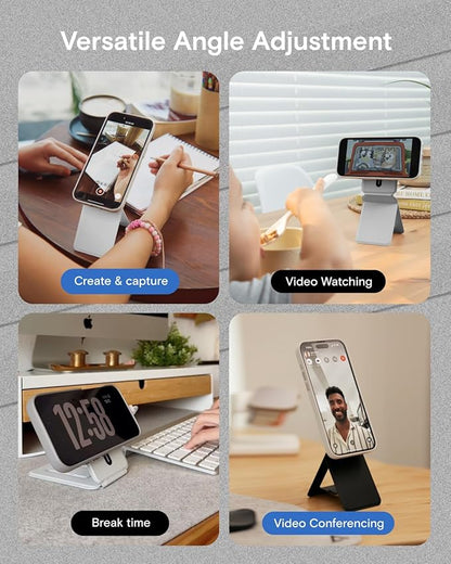 MOFT Phone Tripod Stand Selfie Stick for iPhone, Multi-Angles iPhone Stand, Lightweight & Portable Phone Holder, Strong Magnets, MOVAS Vegan Leather, Travel Essentials, Sapphire (Without Card Slot)