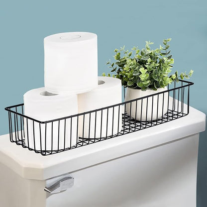 Wetheny Farmhouse Decor Metal Wire Organizer Storage Basket Bin (1 Pack) -Toilet Paper Storage - Organization and Storage for Bathroom, Kitchen Cabinets, Pantry, Closets, Craft Room, Garage (Black)