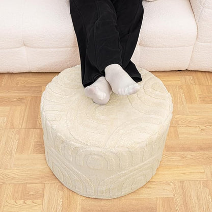 Asuprui Plush Fabric Ottoman Footrest – 20"x14" Soft Foam Pouf with Removable Cover Perfect for Living Room, Bedroom & Dorm(Linen)