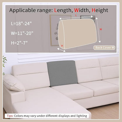 hyha Waterproof Couch Cushion Covers, Waterproof Sectional Couch Covers for Cushion Sofa for Pets, Stretch Sofa Slipcover Washable with Elastic Bottom(Back Cover M, Grey)