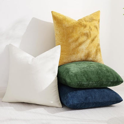 decorUhome Chenille Grey Spring Throw Pillow Covers 24x24 Inch Set of 2, Decorative Soft Couch Pillow Covers Solid Dyed Accent Farmhouse Neutral Square Pillow Cases for Sofa