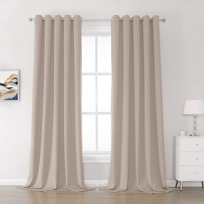 DUALIFE Light Coffee Color Curtains for Bedroom Light Brown Blackout Curtain Panels 120 Inch Thermal Insulated Room Darkening Solid Widow Drapes Grommet Top 60Wx120L 2 Panels Set