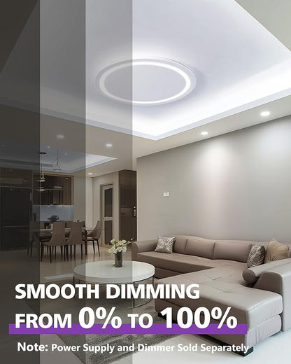 HitLights White LED Strip Lights 5000K 24V, 26.2ft Cuttable Tape Backed 3oz PCB, UL Listed, 1325 Lumen/m, CRI>95, IP20, Lighting for Living Room, Kitchen, Under Cabinets (Power Source Not Included)