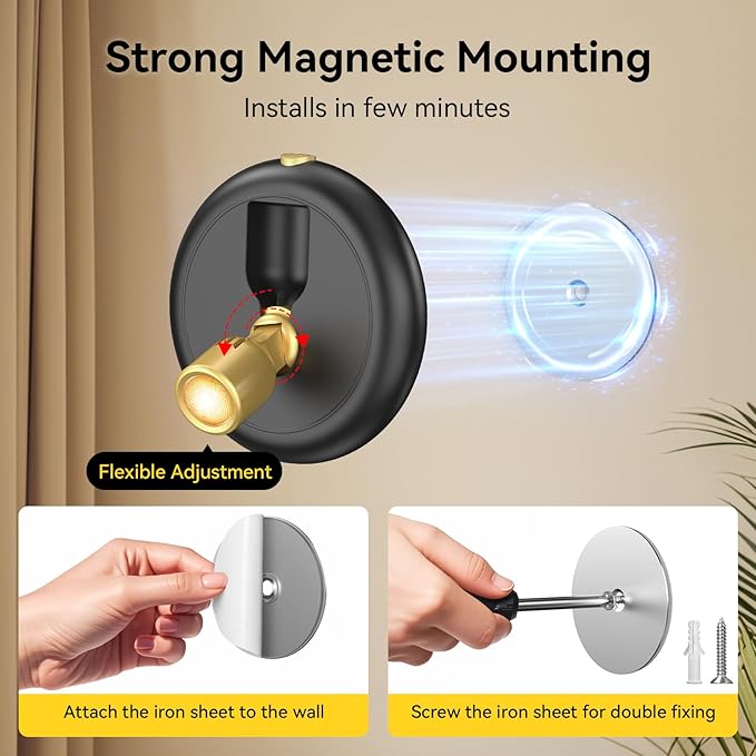 Rechargeable Battery LED Spotlight Indoor: Wireless Mini Art Accent Spot Lights with Timer Remote - Small Dimmable Uplight for Plants Display Painting Dartboard Artwork Portrait Closet