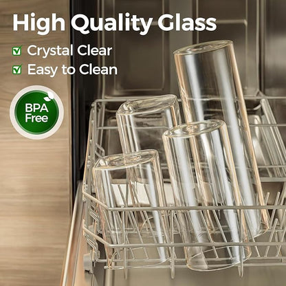 ComSaf Glass Food Storage Jars Set of 6, Clear Glass Storage Containers with Lids, Canisters Sets for the kitchen, Spaghetti, Pasta, Flour, Nuts, Oat, Coffee and Sugar Container, Pantry Organization