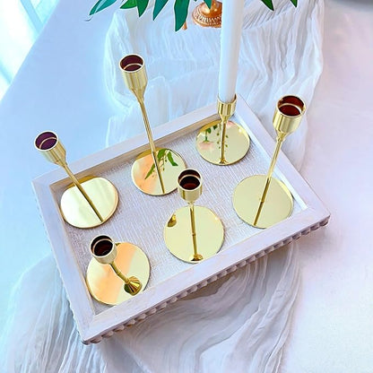 Gold Taper Candle Holders for Wedding Table Centerpiece,Tall Taper Candlestick Holders Bulk Set of 6,Metal Candle Stick Holder for Table or Mantel Centerpiece,Dinning,Festival,Party Home Decor