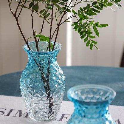 Vase for Flowers Small Glass Vases for Home Decor Table Centerpieces Living Room Bedroom Bookshelf Kitchen Modern Office Wedding Decoration Vintage Flower Vases Blue White