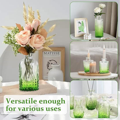 RUCKACE Bud Vases in Bulk 22 Green Glass Small Vases Flower Vase Bulk for Centerpiece Table Wedding Decorations Home Decor Party(Gradient Green 22 Pack)