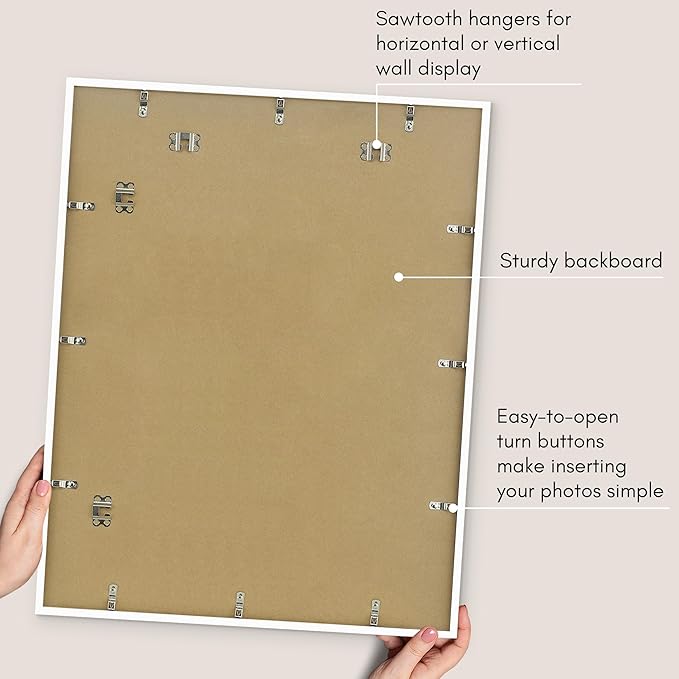 Americanflat 22x28 Poster Frame with Polished Plexiglass - Use as 18x24 Frame with Mat or Display 22x28 Photo Without Mat - Streamline Collection - Thin Border Picture Frames for Wall - White