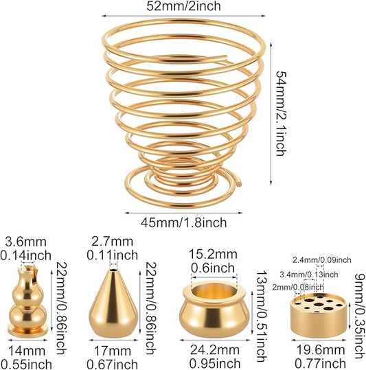 OIIKI Brass Incense Holder, Coil Incense Burner, Incense Stick Holder, Alloy Cone Ash Catcher for Indoor Outdoor Use (5 Styles)