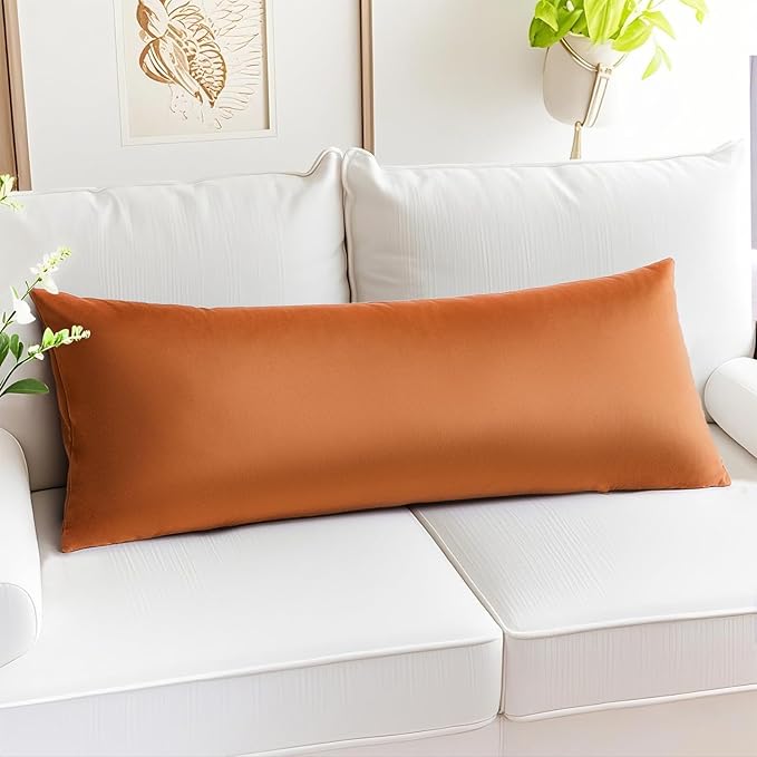 Artscope Luxury Velvet Lumbar Pillow Cover Super Soft Decorative Rectangle Throw Pillow Covers Case Cushion Covers for Sofa Couch Bedroom Car Decor 14x36 Inch Orange