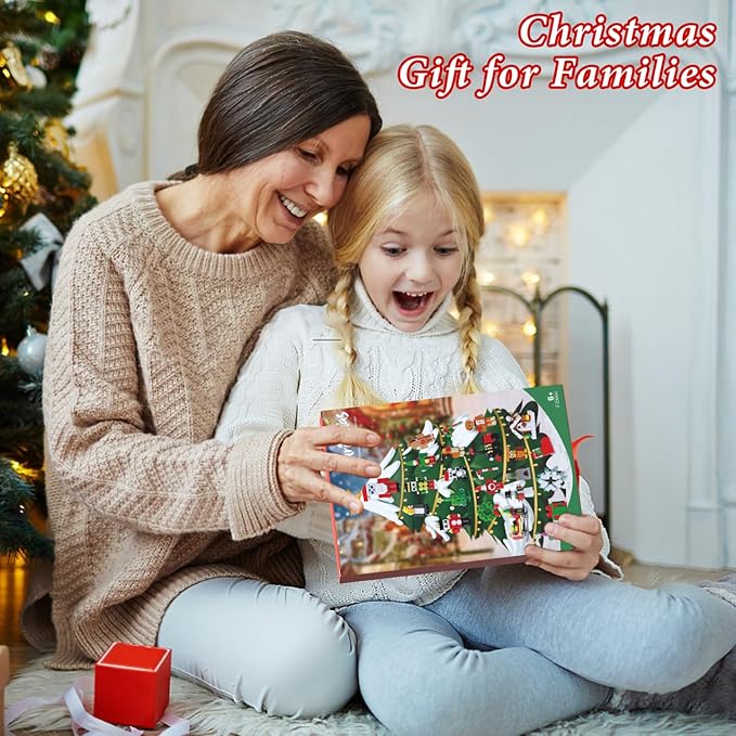 Christmas Advent Calendar 2025 Blocks Ornament Decor Sets Compatible with Lego, Santa Nutcracker Gingerbread Reindeer Building Toys Sets, 24 Days Countdown to Christmas Toys Gifts For Boys and Girls