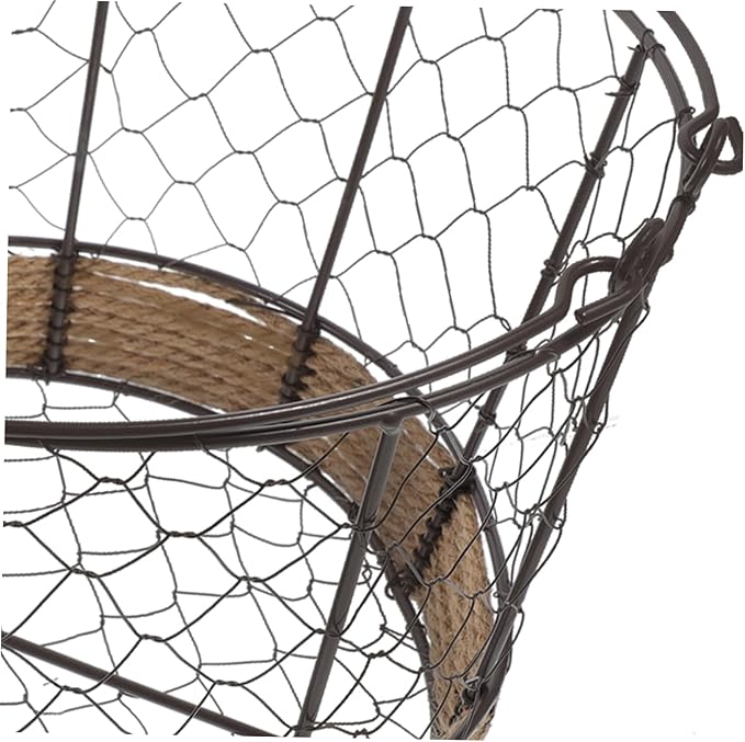 Happyyami Iron Wire Storage Basket with Handle Decorative Round Metal Basket for Home Office and Kitchen Vintage Design for Fruits Vegetables and Sundries 1-Pack