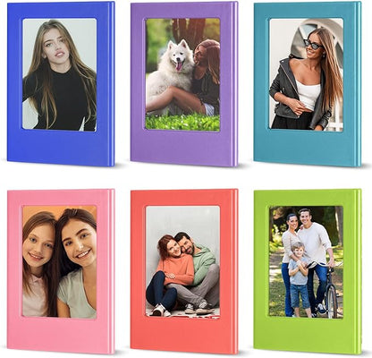 Konohan 6 Packs Magnetic Photo Picture Frame Refrigerator Magnets Holds 3.5 x 2.6 Inch Colorful Mini Table Picture Frames for Fridge Compatible with Fujifilm Instax Small Polaroid