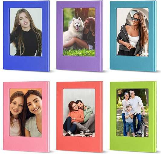 Konohan 6 Packs Magnetic Photo Picture Frame Refrigerator Magnets Holds 3.5 x 2.6 Inch Colorful Mini Table Picture Frames for Fridge Compatible with Fujifilm Instax Small Polaroid