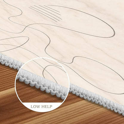Modern Marble Rug - 6x9 Area Rugs, Abstract Line Marble Kids Rugs, Minimalist Geometry Area Rug, Washable & Non Slip Large Rug Home Decor