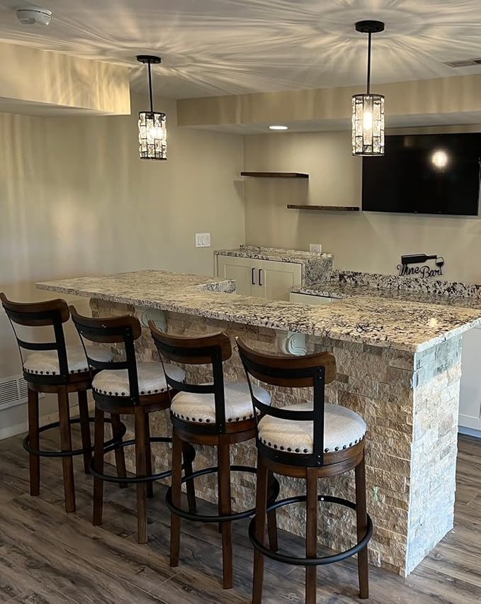 Doraimi Lighting 3 Pack 1 Light Hanging Kitchen Island 5.5" Crystal Modern Pendant Light Fixture,Brushed Nickel Finish with Crystal Shade for Bar,Dining Room,Corridor,Living Room Over Sink