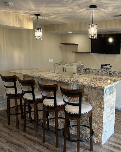 Doraimi Lighting 3 Pack 1 Light Hanging Kitchen Island 5.5" Crystal Modern Pendant Light Fixture,Brushed Nickel Finish with Crystal Shade for Bar,Dining Room,Corridor,Living Room Over Sink
