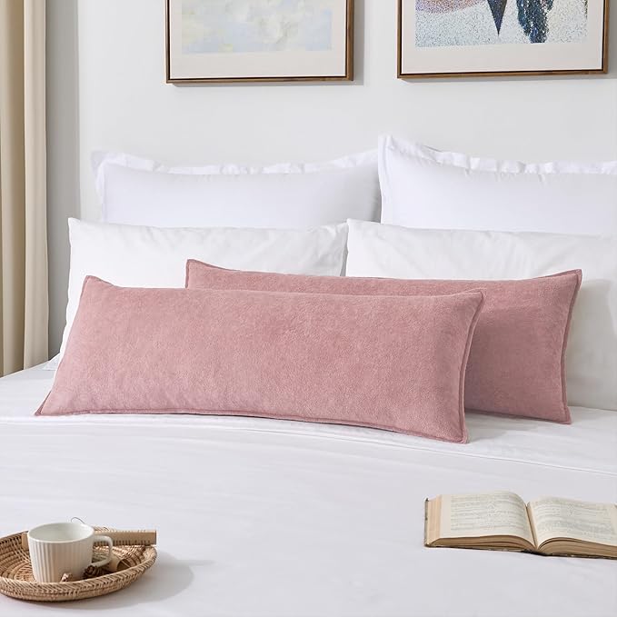 Kevin Textile 14x36 Inch Long Lumbar Cover 1 Pack Valentines Day Soft Boucle Textured Decorative Waterproof Rectangle Cushion Elegant Accent Pillows for Couch Sofa Chair Bed Home Plush Pink