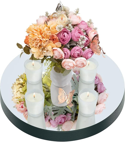 Round Acrylic Mirrors for Centerpieces 10 PCS Circle Mirror Candle Trays 12Inch 1.6mm Round Mirror Trays for Wall Decor,Table Centerpieces,Wedding Party Decorations(Acrylic Material)
