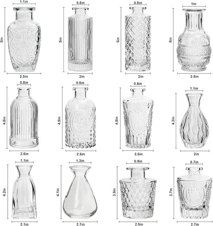 RUCKAE Small Clear Bud Vases Bulk 22 Pack Mini Flower Glass Vases for Centerpiece Table Wedding Decorations Home Decor Party(Transparent)