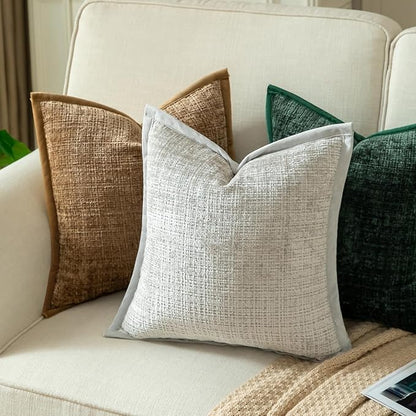 Yaertun Pack of 2 Chenille Textured Decorative Throw Pillow Covers Accent Solid Cushion Cover Soft Cozy Pillow Case with Velvet Back for Couch Sofa Bed Living Room 12x20 Inch Pearl Grey
