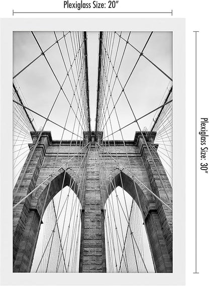 Americanflat 20x30 Poster Frame with Polished Plexiglass - White Picture Frame - Wide Photo Frames Made of Engineered Wood for Vertical or Horizontal Wall Display - Epic Collection - White