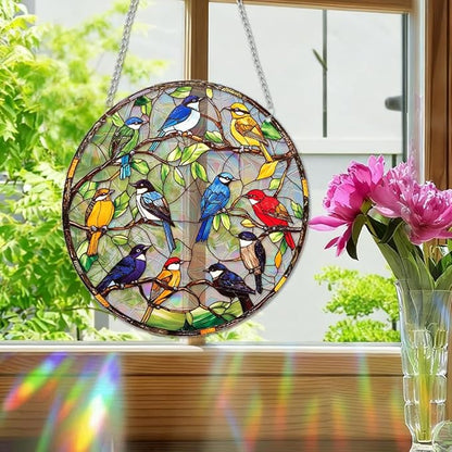 8 Inch Sun Catchers Indoor Window, Acrylic Rainbow Suncatcher Window Hanging Decoration for Living Room Bedroom Summer Home Balcony Ornaments Decoration (76 Bird)