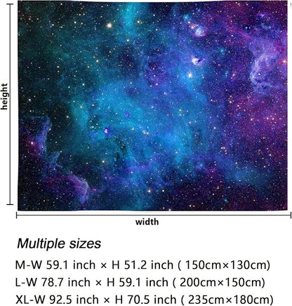 Lahasbja Galaxy Blue Starry Sky Tapestry, XL/70.8'' x 92.5'', Wall Art for Living Room, Dorm
