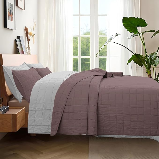 100% Cotton Quilt Sets Oversized King Size - Soft Lightweight Quilt for Bed Bedding Set for Bedroom Decor-Bedspread in Geometric Pattern with 2 Pillow Shams for All Season, 120x120 inches