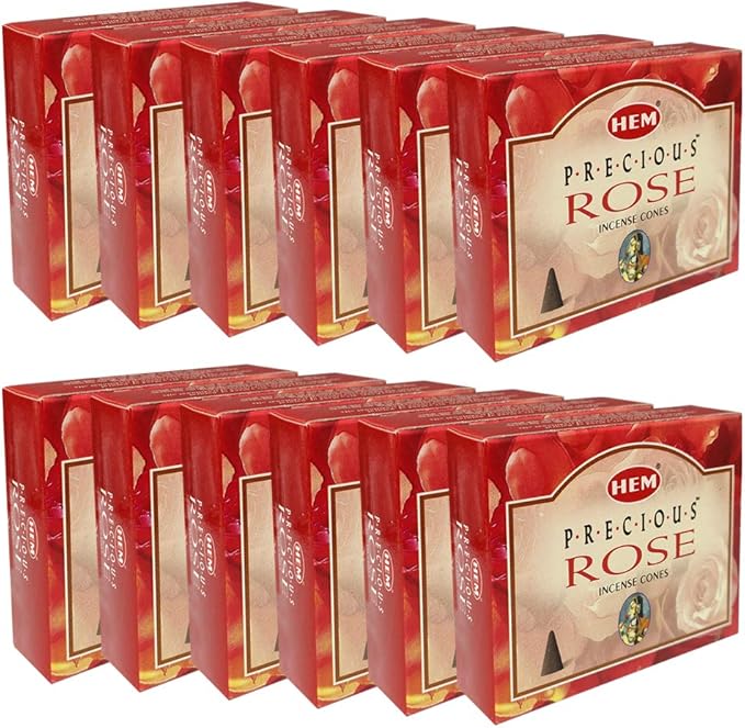 Precious Rose Incense Cones and Cone Incense Burner Bundle Insence Insense Hem Incense