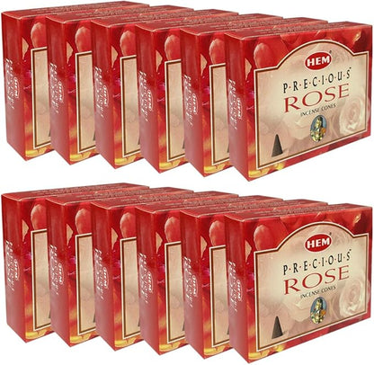 Precious Rose Incense Cones and Cone Incense Burner Bundle Insence Insense Hem Incense