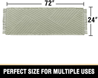 H.VERSAILTEX Waffle Bath Runner Rug Long Bath Mat Super Absorbent Boho Bath Rugs Non Slip Bath Runner for Bathroom Floor Machine Washable Dry Fast Bathroom Rugs with Tassels, 24" x 72", Sage