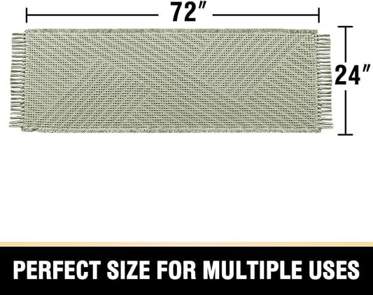 H.VERSAILTEX Waffle Bath Runner Rug Long Bath Mat Super Absorbent Boho Bath Rugs Non Slip Bath Runner for Bathroom Floor Machine Washable Dry Fast Bathroom Rugs with Tassels, 24" x 72", Sage