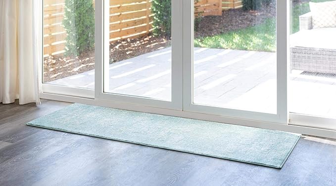 Rugs.com Arlington Collection Rug – 12 Ft Runner Aqua Medium-Pile Rug Perfect for Hallways, Entryways