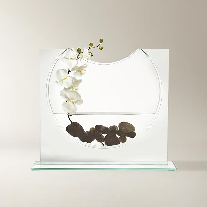 Z GALLERIE Clear Ellipse Vase for Centerpieces Home Decor, Cute Bookshelf Decor, Artistic and Cultural Glass Vases for Home Office (Not Including Flowers)