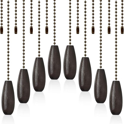 8 Pieces Ceiling Fan Pull Chains Extender Wooden Pendant Pull Chain Extension for Ceiling Light Lamp Fan(Coffee)