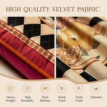 Easter Bunny Checkered Pillow Cover Decorations, Velvet Euro Sham Covers Decorative Throw Pillow Covers 18x18 for Couch Sofa Bed Home Decor