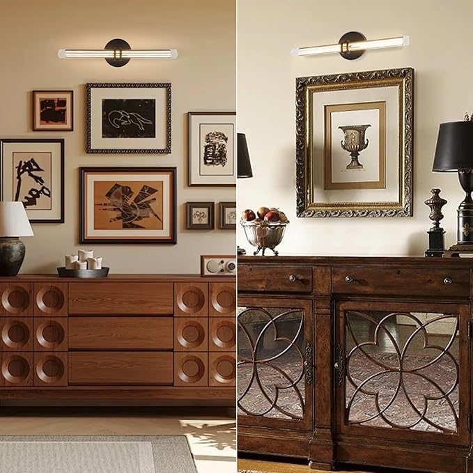 Modern Black Crystal Picture Light for Wall Hardwired, 18 Inch Dimmable Painting Lights for Wall Art, Vanity, Over Mirror, Paintings, Living Room, Picture Frame (Includes Bulb)