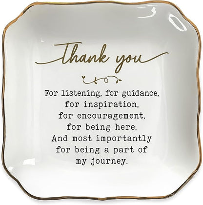 OASSIE Thank You Gifts for Women - 4"X4" Ceramic Jewelry Dish Tray - Inspirational Gift for Employee Appreciation Gifts for Women Coworkers Boss Friends Teacher Nurse
