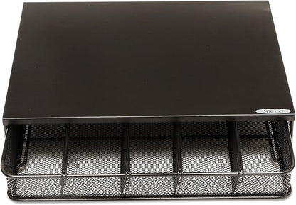 Safco Coffee and Sugar Organizer 3274BL Hospitality Tray, Home, Office, & Hotel, 1 Drawer, Black, 12"W x 11"D x 3 ¼"H