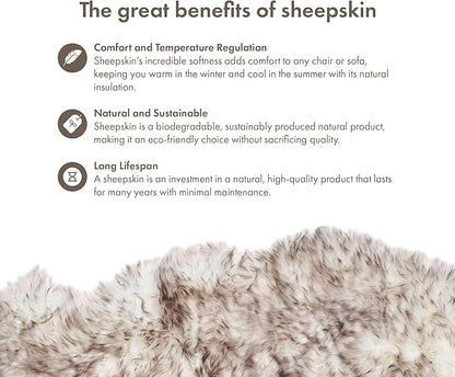 Real Sheepskin Rug 4x6 ft | Sheepskin Rugs for Living Room and Sofa | Bedside Rugs for Bedrooms | Large Fluffy Rug is Breathable & Heat-regulating in Color Snow Peak